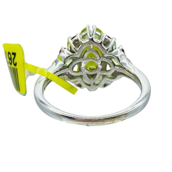 NWT Chuck Clemency Sterling Silver 925 Peridot Garnet Cluster Ring Size 10.25 - Picture 5 of 10